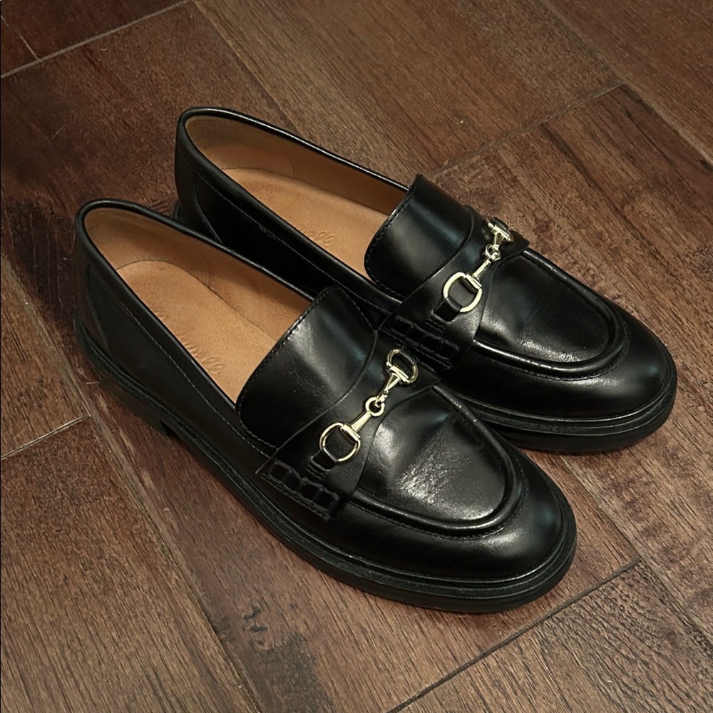 Madewell Black Loafers with Gold Accents